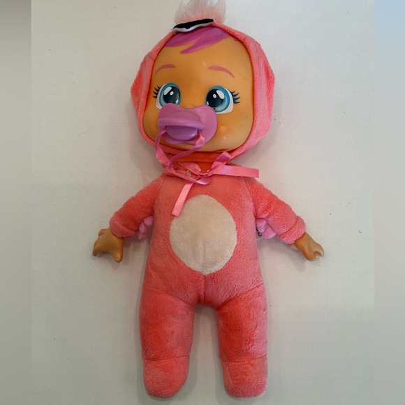 Cry Babies Tiny Cuddles Fancy Flamingo 9 inch Baby Doll Cries Real Tears Pink - Picture 1 of 5